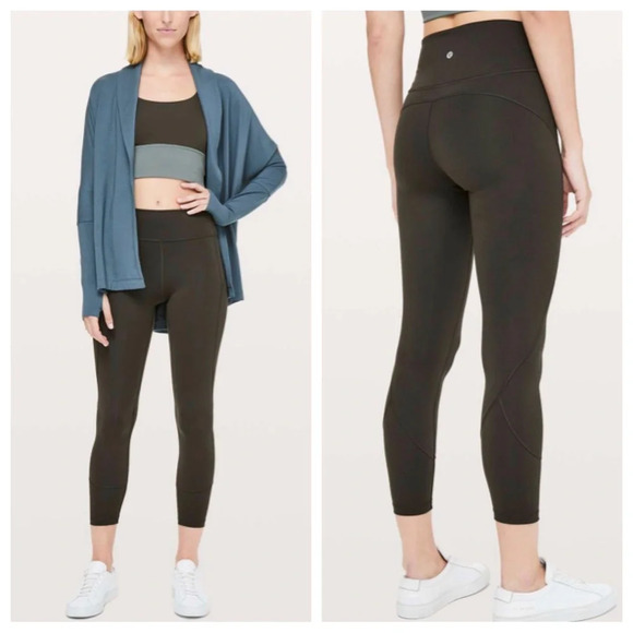 Lululemon In Movement 7/8 Tight *Everlux 25" Dark Olive Green 21686 - Picture 1 of 14